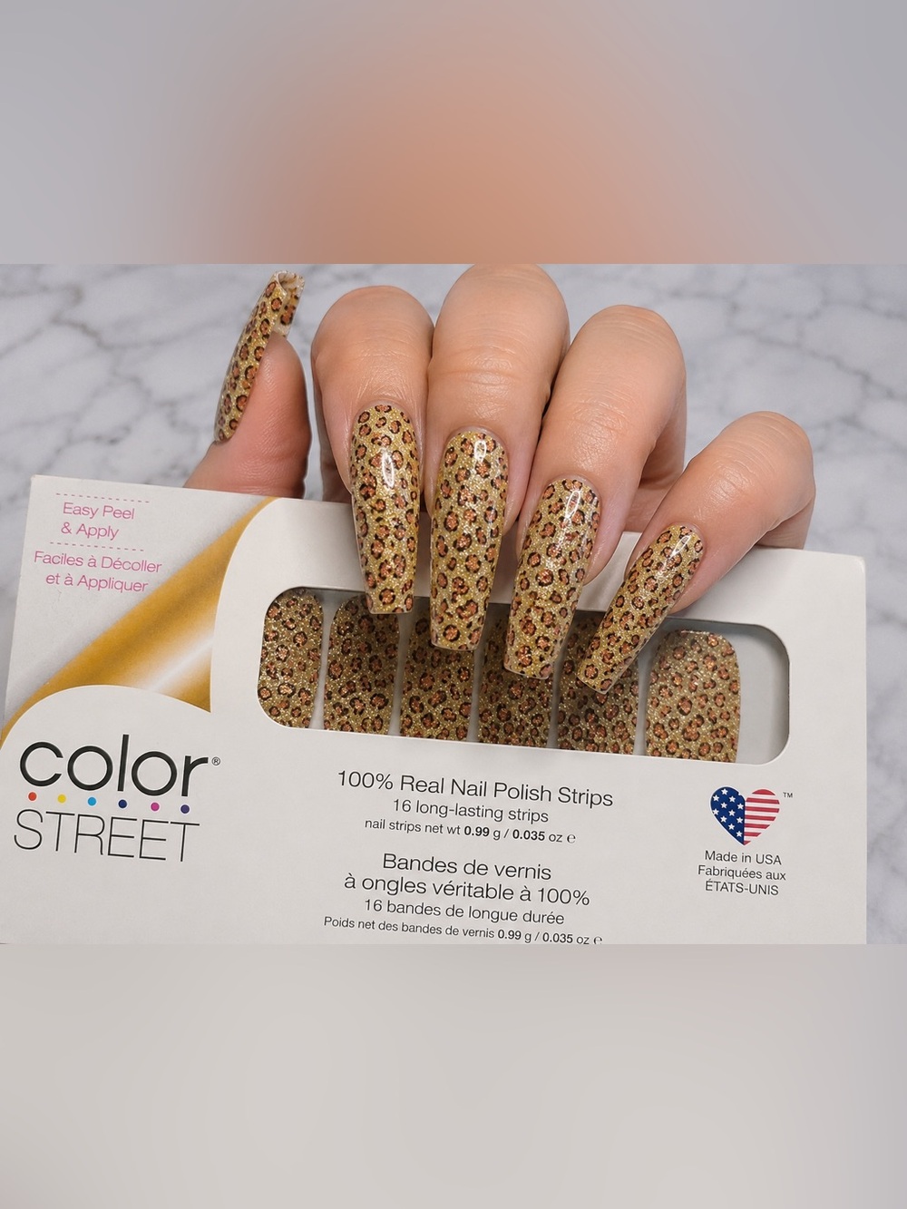 Color Street “Safari Chic” Glitter Leopard Nail Strips Retired Gold Animal Print - Picture 1 of 4
